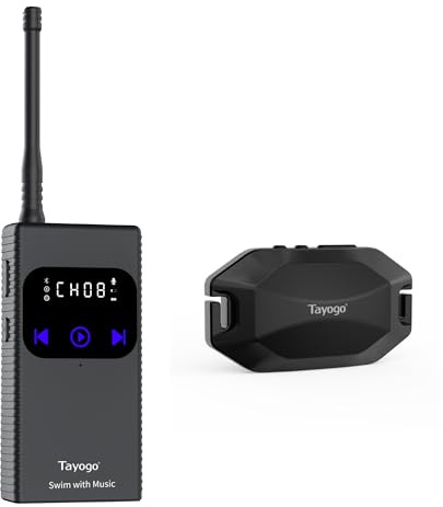 Tayogo ROCK PRO Cuffie a Conduzione Ossea Impermeabili, 4-in-1 Aperte per Nuoto, Corsa e Sport con Bluetooth, MP3, Radio FM e Modalità Ricezione (black-T6)