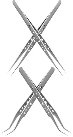 SOPOTUTU 4 Piezas Pinzas de Precisión de Acero Inoxidable con Puntas Rectas y Curvas Ligeras y Ergonómicas para Joyería Laboratorio y Manualidades Juego