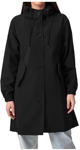 Generico Cappotto Primaverile Donna Elegante, Trench Donna Lungo Primaverile, Giacche Spolverino Parka Antivento Giubbotto Nero Giacca Monopetto