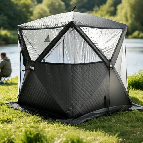 SENODON Tienda Sauna para Exteriores para 3-5 Personas, Diseño Resistente, Tienda De Pesca En Hielo Portátil, Ideal para El Jardín, El Gimnasio, El Camping Y La Pesca En Hielo.(Black Sauna-2.1m)