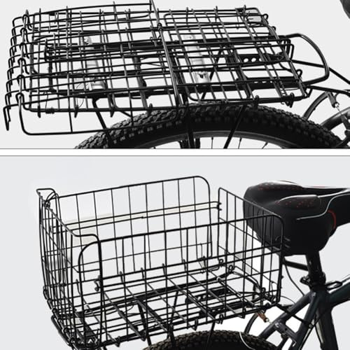 ReachMall cykel hopfällbar korg bakre ståltråd lastbärare vikbar design installera förvaring för pendling shopping resor