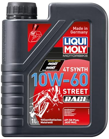 LIQUI MOLY Motorbike 4T Synth 10W-60 Street Race | 1 L | Motorrad 4-Takt-Öl | Art.-Nr.: 1525, farblos