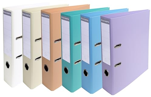 Exacompta - Réf. 53084E - Carton de 10 Classeurs à levier A4 Prem'Touch - Dos de 70 mm - Mécanique 75 mm - Dimensions extérieures : 32 x 29 x 7 cm - Format à classer A4 - 6 couleurs pastels assorties