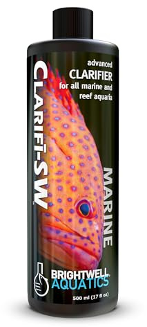 Brightwell Aquatics Clarifī-SW Marine Water Clarifier for Saltwater Aquariums Enhances Water Clarity by Removing Cloudiness with Protein Skimming and Mechanical Filtration Compatibility, 500 ml