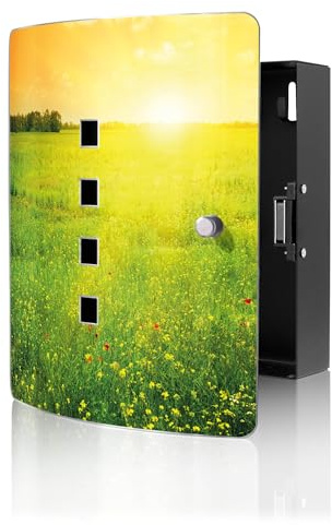 banjado Design Schlüsselkasten aus Edelstahl für 10 Schlüssel - Schlüsselschrank zur Schlüssel Aufbewahrung 24 x 21,5 x 7cm groß mit praktischem Magnetverschluss - Motiv Guten Morgen 2
