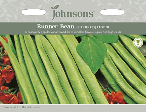 Johnsons 24339 Vegetable Seeds, Runner Bean Lady Di (Stringless)