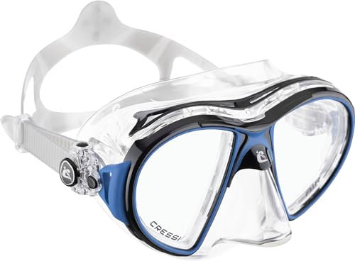CRESSI Unisex Tauchmaske Air Crystal, Klar/Schwarz/Blau, One Size, DS400062