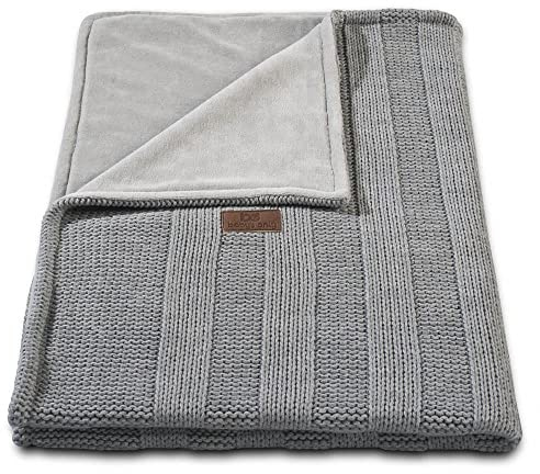 Baby's Only 151122 Kinderdecke Strickdecke Robust Rippe, 135 x 100 cm, Grau