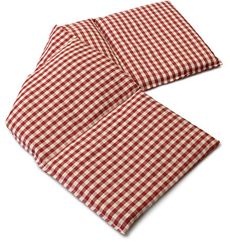 Cherry Stone Pillow - 23.6 x 7.8 in - 4 Chambers - Red and White - Cotton bio - Thermic Cushion - Grain Cushion