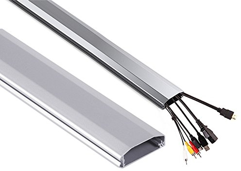Maclean Kabelkanal 75cm Kabel Kanal Leiste Profil Aufputz Organizer Kabelführung Aluminium 60x20x750mm (Silber), MC-693 S