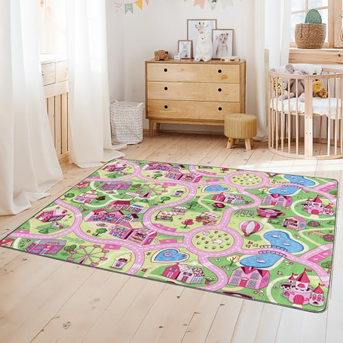 Primaflor Interaktiver Kinderteppich - 140 x 200 cm, Sweet City, Made in Europe mit Straßenmotiv, Hochwertiger Straßen-Teppich für Kinderzimmer, für Jungen & Mädchen
