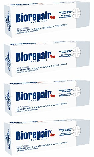 Biorepair Pro White Daily Toothpaste - 2.54 Fluid Ounces (75ml) Tubes (Pack of 4) [ Italian Import ]