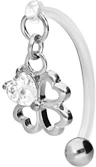 PIERCINGLINE PMFK Bananabell + Chirurgenstahl Design | KLEEBLATT + KRISTALL | Piercing Intimbereich Bauch | Farbauswahl
