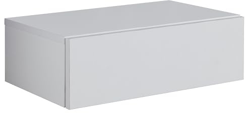 FineBuy Nachttisch ZADAR Hängend 46x30x15 cm Weiß mit Schublade | Nachtkonsole zur Wandmontage für Boxspringbett, Wandregal mit Fach für Brille und Bücher, Nachtschrank schwebend