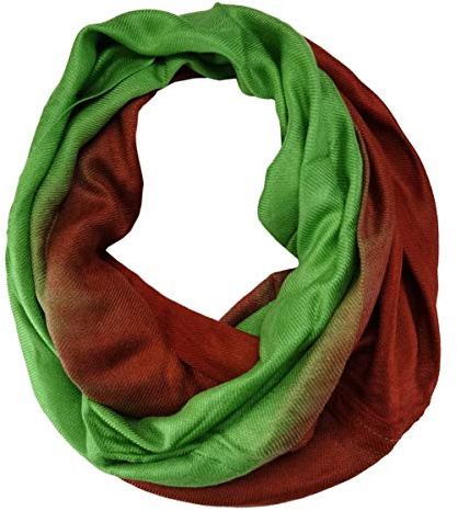 TigerTie Loop sjal i grön röd – 160 x 70 cm (omkrets) – rund sjal