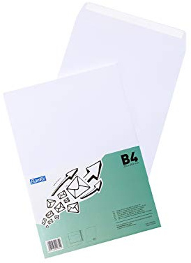 Bantex Versandtaschen B4 Weiß (250 Stück) - 5 Packungen à 50 Umschläge, 250 x 353 mm Großformat, 100 g/m² extra starkes Papier, Haftklebung mit Abziehstreifen, Briefumschläge ohne Fenster