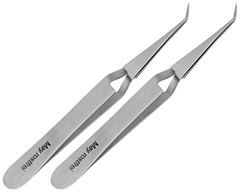 May Lot de 2 pinces à souder – Pince en croix – Pince industrielle – Pince technique – Fine – Pointe coudée – Acier inoxydable