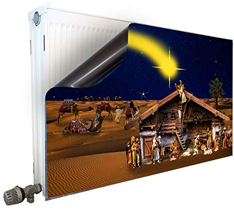 Smagnon Magnet Heizkörperverkleidung Heizkörperabdeckung Heizung Schutz Motiv Weihnachtskrippe, Heizkörper Höhe:50 cm, Heizkörper Länge:120 cm