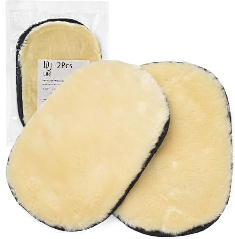DU Life Car Wash Mitt, 2Pcs Wet/Dry Car Washing Sponge Double-Sided Soft Professional Cleaning Mitts Gently Cleans Polishing Waxing Gloves for Cars