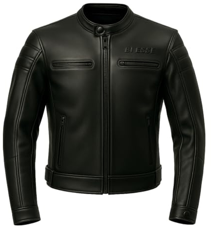 BI ESSE - Motorradjacke aus Leder, Vintage-Stil, Kaffee-Race, komplett mit abnehmbaren Protektoren