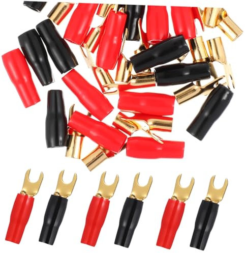 Garneck 10pairs Audio Terminal Blocks Crimp Connectors for Speaker Wire Cable Plated Crimp Barrier Spades Connector Spade Fork Adapters
