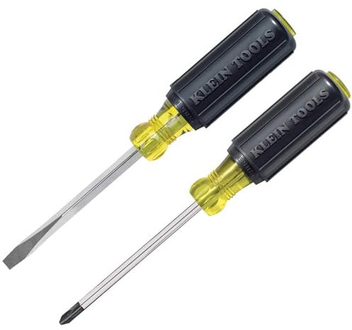 Klein Tools 85442 Screwdriver 2-Piece Set, Made in USA, 1/4 Keystone and #2 Phillips, Cushion Grip, Round and Square Shank, Heat Treated, Home Improvement