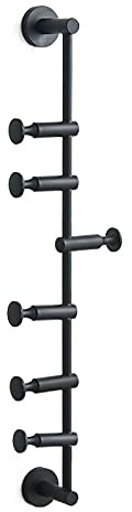 WEII Garderobe Massiv Messing Kleiderständer Wandbehang Dekoration Wohnzimmer Schlafzimmer Drehbar Einstellbar Kleiderbügel Handtuchhalter (Black,6 Hooks)