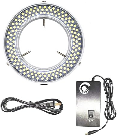 TreochtFUN Light Microscope Led Ring Illuminator,Compound Pocket Microscope Lighting with 144lamp Beads,with Industry Power Adapter for Eg-sm Microscope Eyepiece Eyeshields Or Eye-Guards(White)