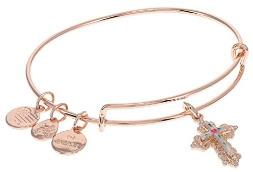 Alex and Ani Floral Cross Charm Bangle Bracelet