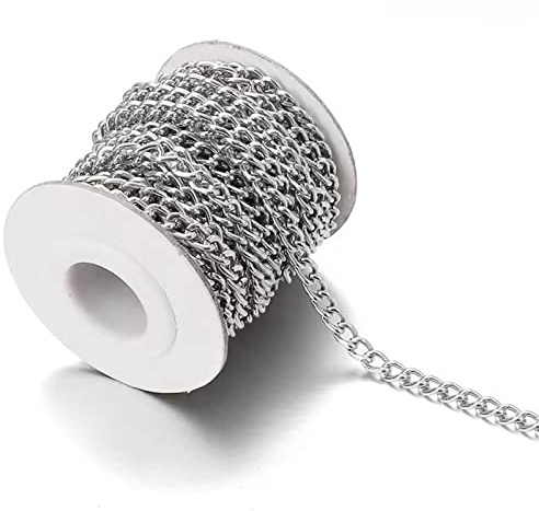Jaydis 16,4 fot trottoarkedjor i aluminium 10,5 x 7,8 x 2 mm vridna länkar korskedjor, guldpläterade med spole för hänge, halsband, smyckestillverkning