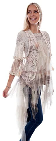 Scully Western Duster F0_HC755 - Spolverino da donna in tulle con volant, Natural Italia, S