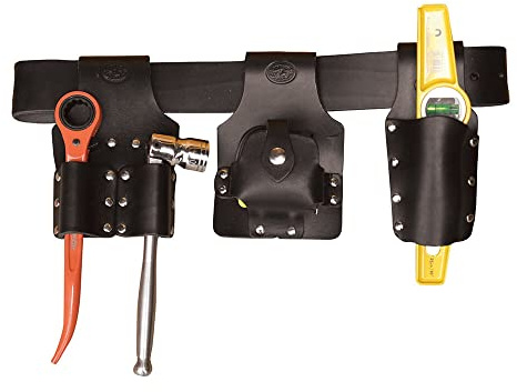 Scaffold Tool Belt Set Black Leather - with Tools & XL Belt (41-50 in) - Connell of Sheffield