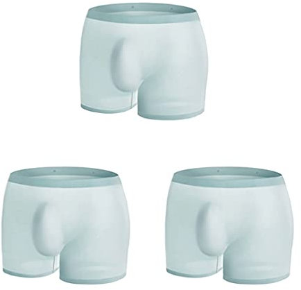 Men's Panties Boxer Seamless Men Underwear Ice Silk Men Unterhose Transparent 3PCS (Color : Green Size : XXL Code) (Green XL Code)