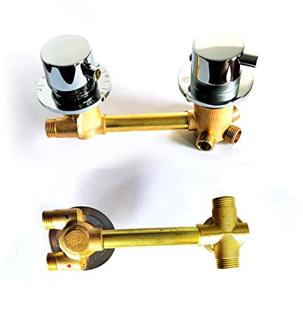 Mitigeur Thermostatique De Douche Avec Vanne D'arrêt Et Sortie 2/3/4 Voies Mitigeur Thermostatique Fileté En Laiton Pour Salle De Douche Espacement 10cm,Filetage 2 Voies,10cm