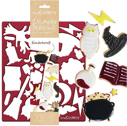 ScrapCooking - Plaque Découpoir 15 Biscuits Sorciers - Moule Pâtisserie avec Formes Emporte-pièces pour Biscuits, Sablés, Décoration - Magie Sorcellerie - Anniversaire, Halloween - 2066