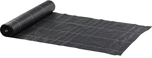 Outsunny Malla Antihierbas Malla Antimaleza 2x50 m Malla Geotextil 130 g/m² para Control de Malezas y Malas Hierbas de Jardín Rollo de Malla Antimaleza Negro