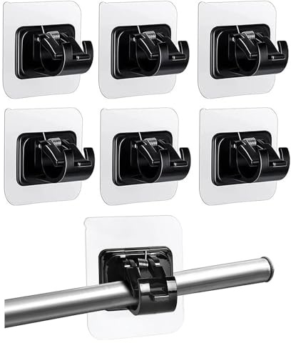 6 Supporti per Asta per Tende, Staffe Autoadesive per Asta per Tende, Supporti per Asta Regolabili senza Chiodi, Staffe da Parete per Asta per Tende, Supporto per Asta di Fissaggio per Casa, Bagno