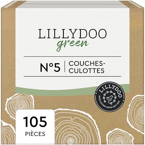 Pannolini a mutandina a ridotto impatto ambientale LILLYDOO green, taglia 5 (12-17 kg), Confezione da 5 x 21 pannolini (105 pannolini)