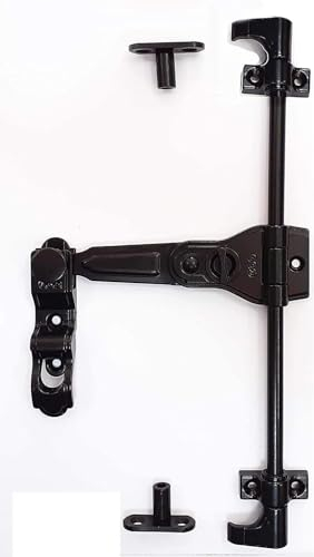 Spagnoletta - chiusura per persiana - anta unica e anta doppia H cm 160 accorciabile nera completa di fermo di sicurezza e perni. Reversibile