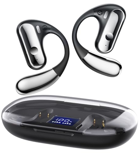 Open Ear Bluetooth Kopfhörer mit 4 Mic, 40 Std Dual LED Anzeige Type-C, IP7 Wasserdichte ENC Sport