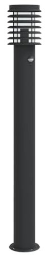 vidaXL Wegeleuchte mit Bewegungsmelder, Außenleuchte mit IP44-Schutzart, Standleuchte mit Diffusor, Gartenlampe, Schwarz Edelstahl