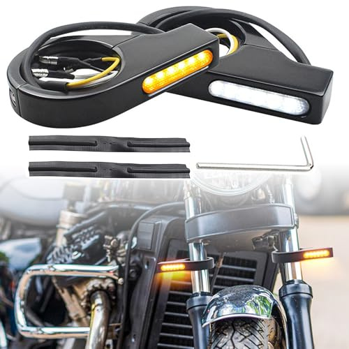 IGTOPS 2Pcs Motorrad LED Blinker Indikatoren Für 41mm Gabel Rohr Klemme