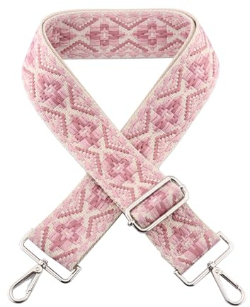 Amexo Bolso Bandolera, Correa de Hombro Ancha y Ajustable con Mosquetón para Mujer, 72-130 cm Ajustable (Rosa)