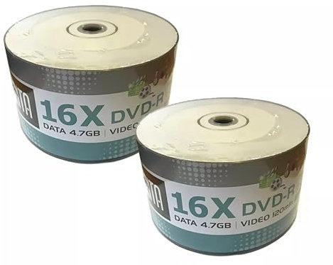 Ritek Arita DVD-R Printable Discs 16x Discs Data 4.7GB Video 120 Mins White Full Face Inkjet Printable (100 Pack)