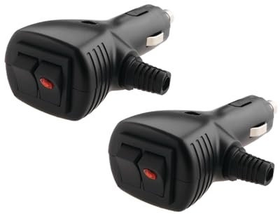Be In Your Mind 2-teiliger Auto-Zigarettenanzünder-Stecker 12 V/24 V Zigarettenanzünder-Buchse 10 A-Sicherung Zigarettenanzünder-Netzstecker mit LED-Anzeige für Autoladegeräte GPS Staubsauger