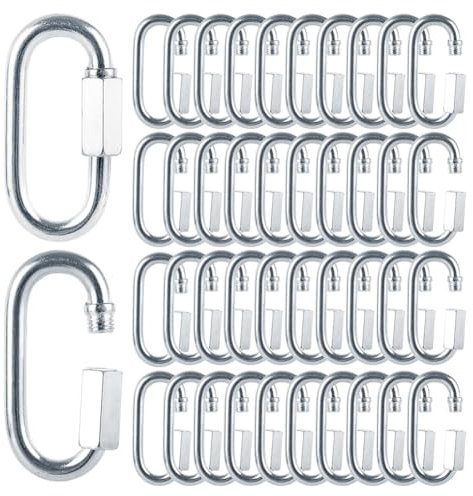 Deswtrer 60 Stück Karabiner M6 Schnellverschluss 6 mm Kettenglied, Verzinkter Eisenkettenverbinder Hochleistungs-Schnellverschluss