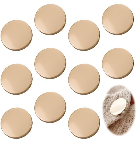 10-Stück Nebelgold-Knopf, Metall Flache Knopf, Runde Knöpfe zum Nähen, 10mm Gold Jeansknöpfe, Ersetzen Metallknopf Flache für Herren und Damenhemden, Anzüge, Jeans, Kleidungsstücke, Jacken und Mäntel