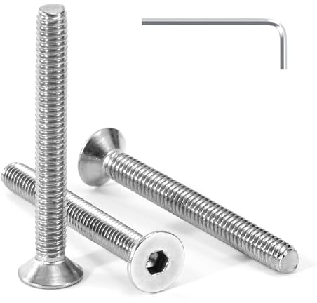 Tunejoy Viti a Testa Svasata M4 x 35 mm Vite a testa svasata Brugola Bulloni in Acciaio Inox A2 V2A Viti a Testa Piatta Norma DIN 7991 con Chiavi a Esagono Filettatura Completa 30 pezzi