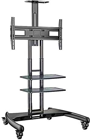 DRFGNF Supporto TV da Tavolo Universale Supporto TV da Pavimento con 1 ripiano in Vetro temperato per schermi LED OLED LCD al Plasma Piatti curvi da 32-65 Pollici Altezza Regolabile Max. 600x400mm