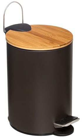 WELL HOME - Cubo Pedal 3 L con tapa Bambú Moderno negro